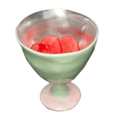 Red flower bowl (silver)