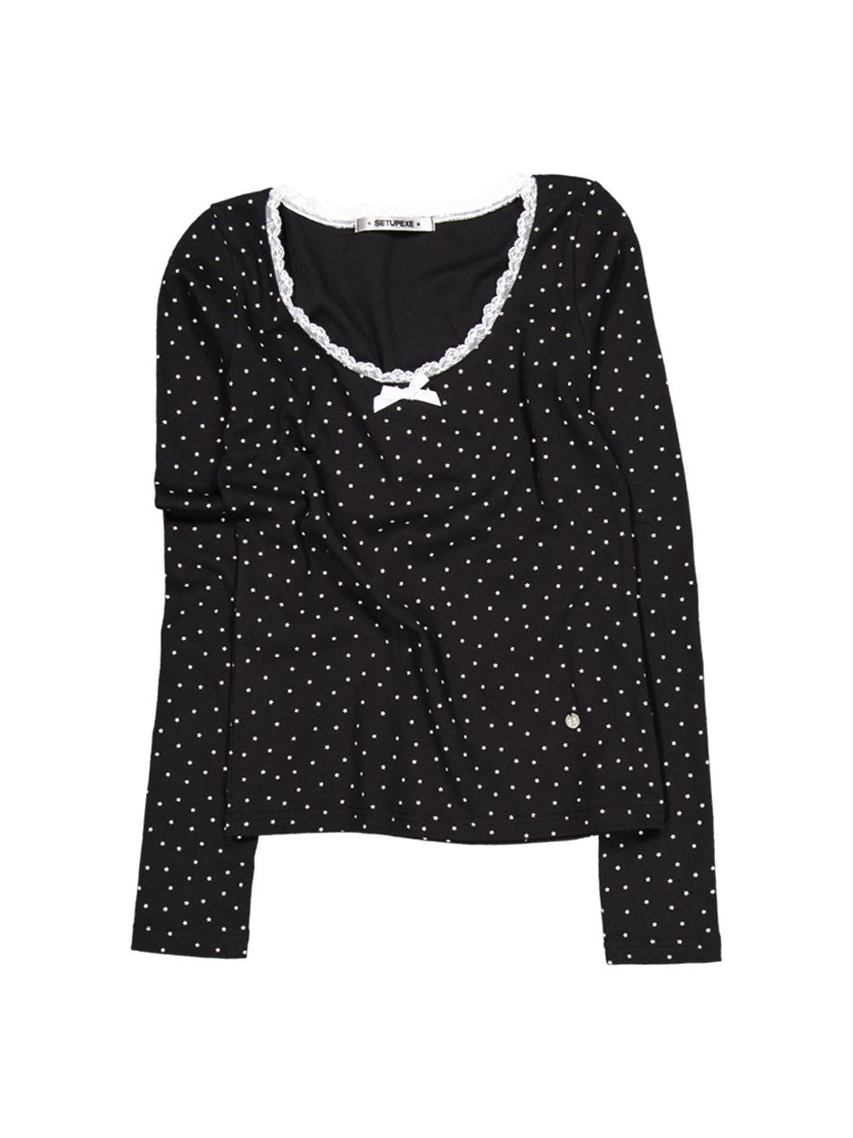 TINY STAR LACE TOP / BLACK
