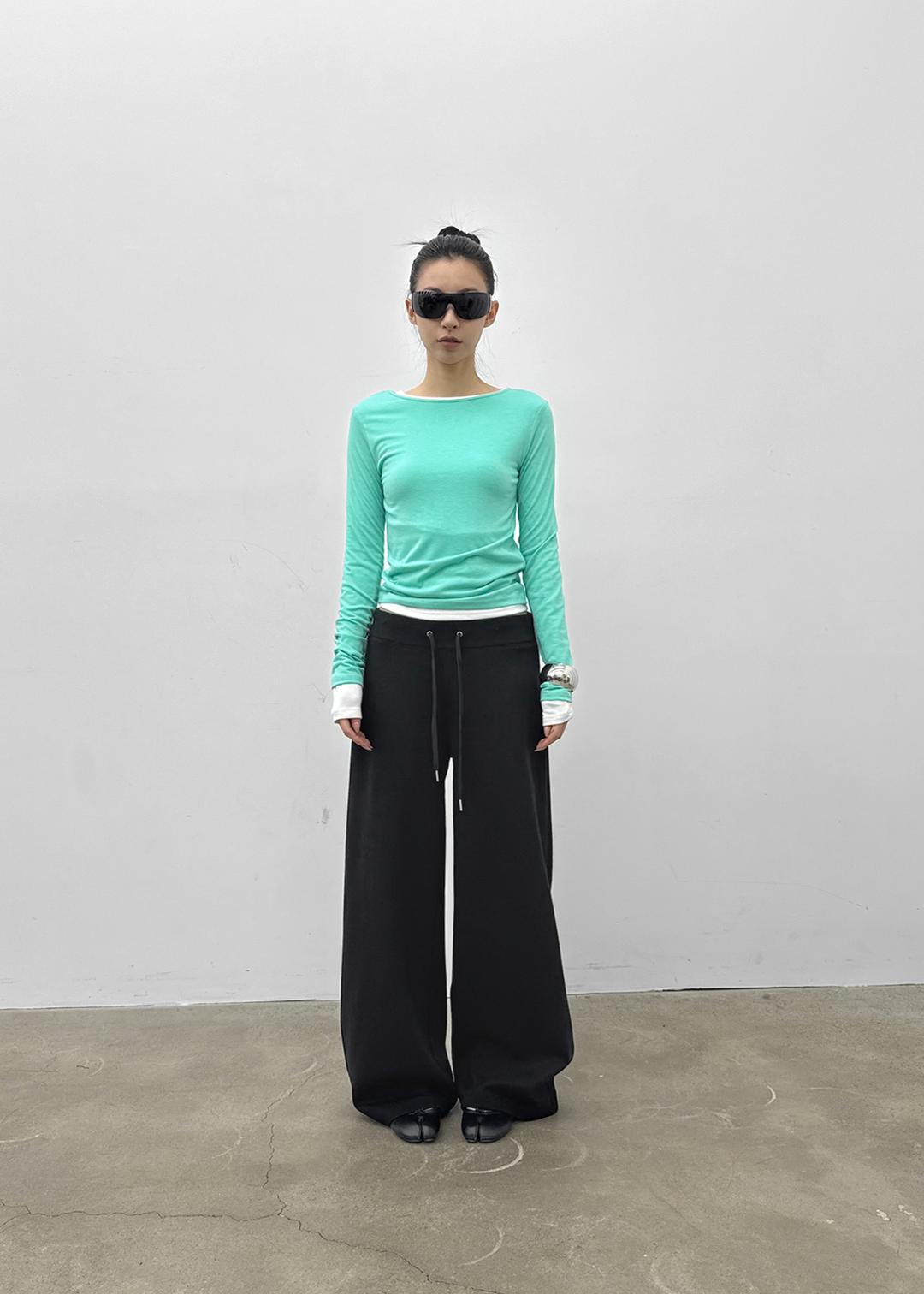 블랙업 [MADE] 히그 로우 스트레이트 밴딩팬츠