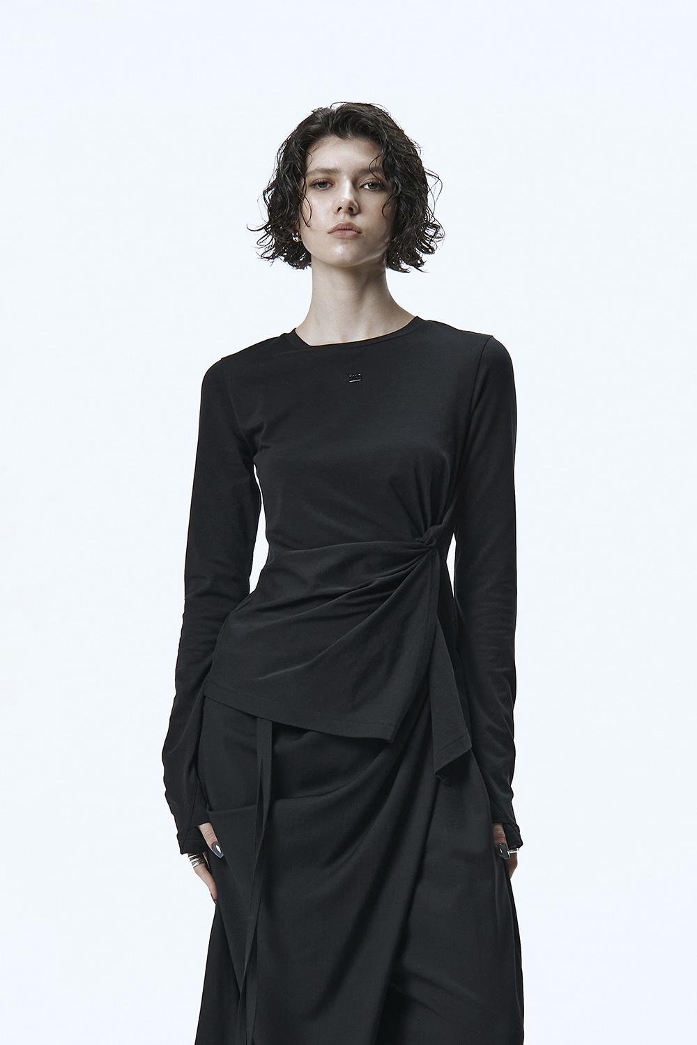 Twist Detail Long Sleeve [ Black ]