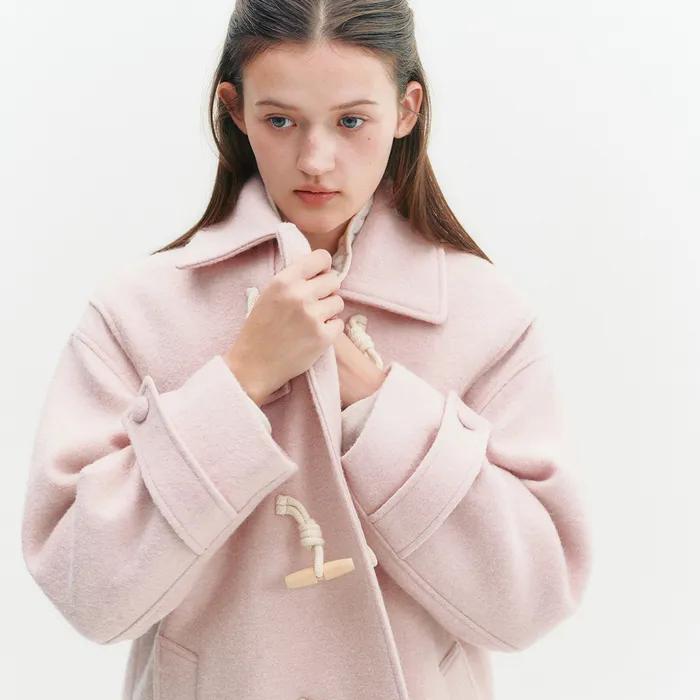 Alpaca Duffle Half Coat Pink