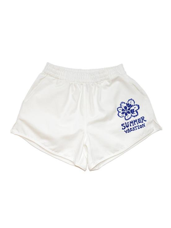 SUMMER VACATION GYM SHORTS / WHITE