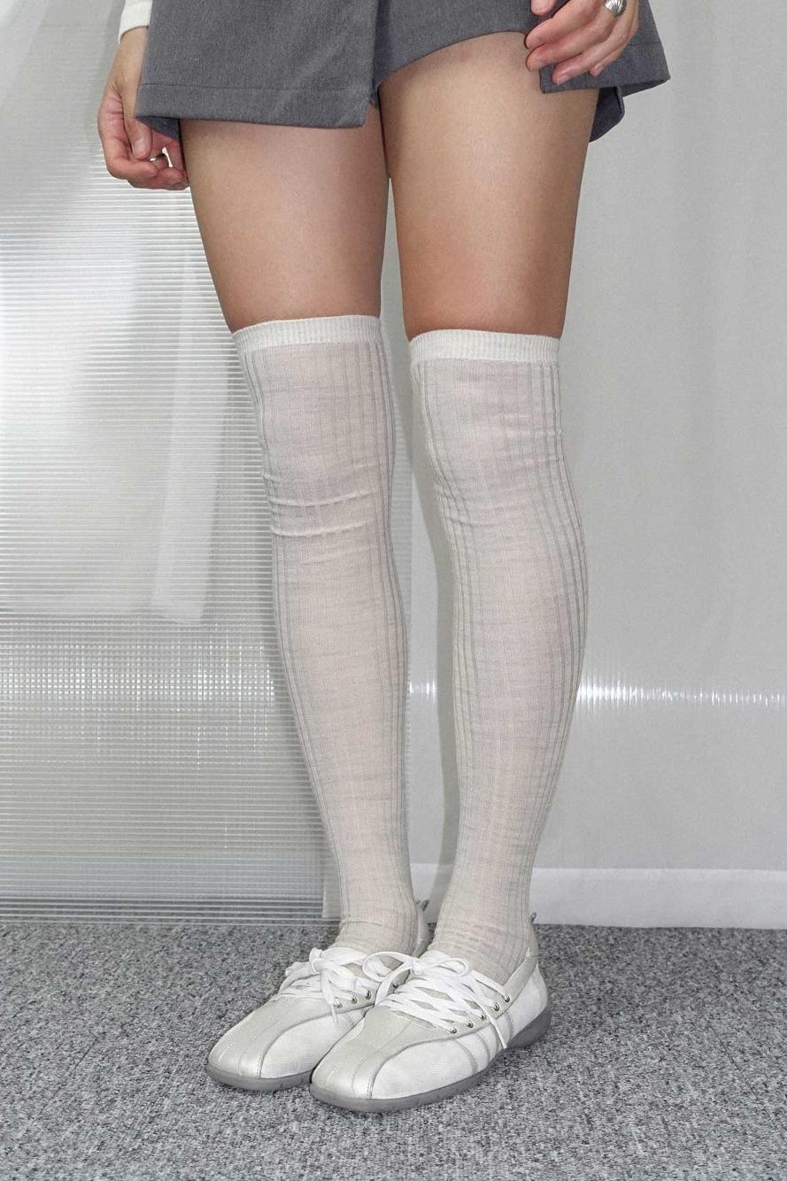 김미 메리노 울 골지 롱 니삭스