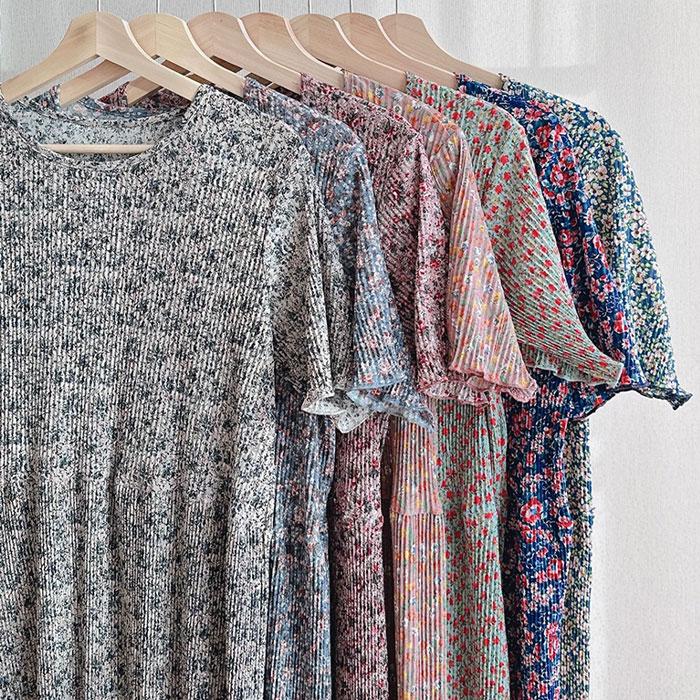 501125 원피스잠옷 여성 반팔 주름 냉장고 쿨 냉감 홈웨어 원피