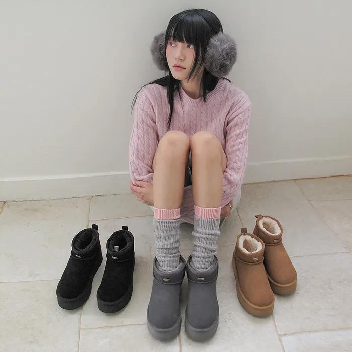 [바로배송] 스모어 소가죽 플랫폼 미니 어그부츠[n6110]_3color