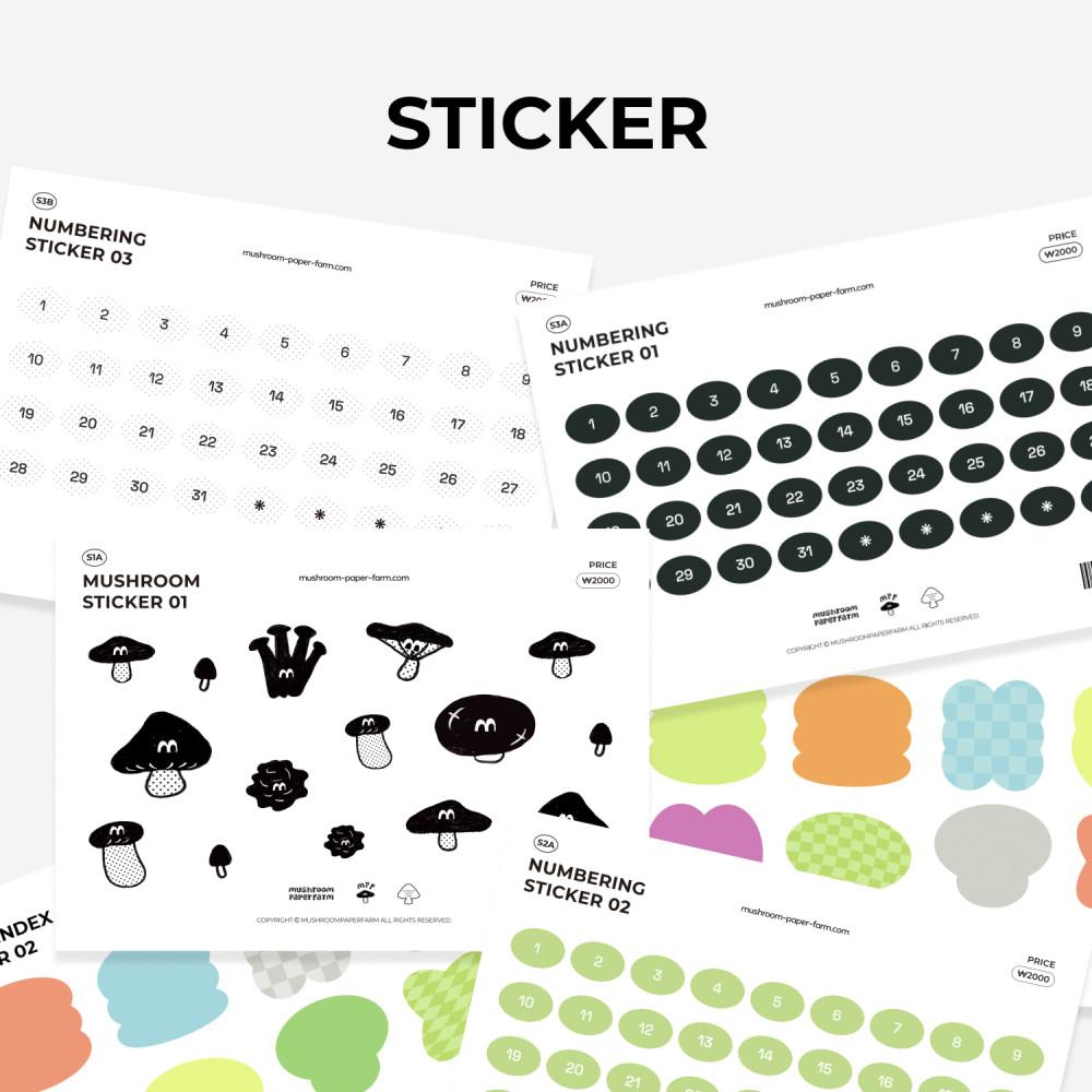 [머쉬룸 페이퍼 팜] 스티커 6종