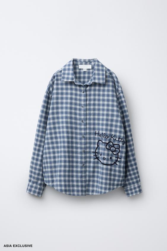 HELLO KITTY © SANRIO 체크 오버셔츠
