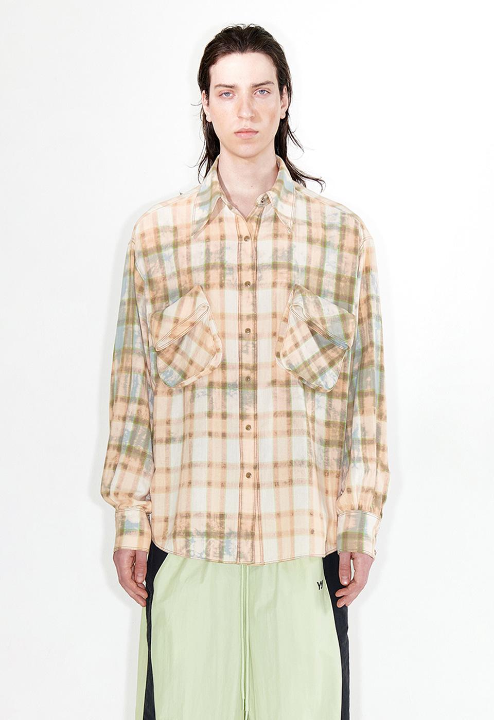 FADED CHECK POCKET SHIRT, SALMON