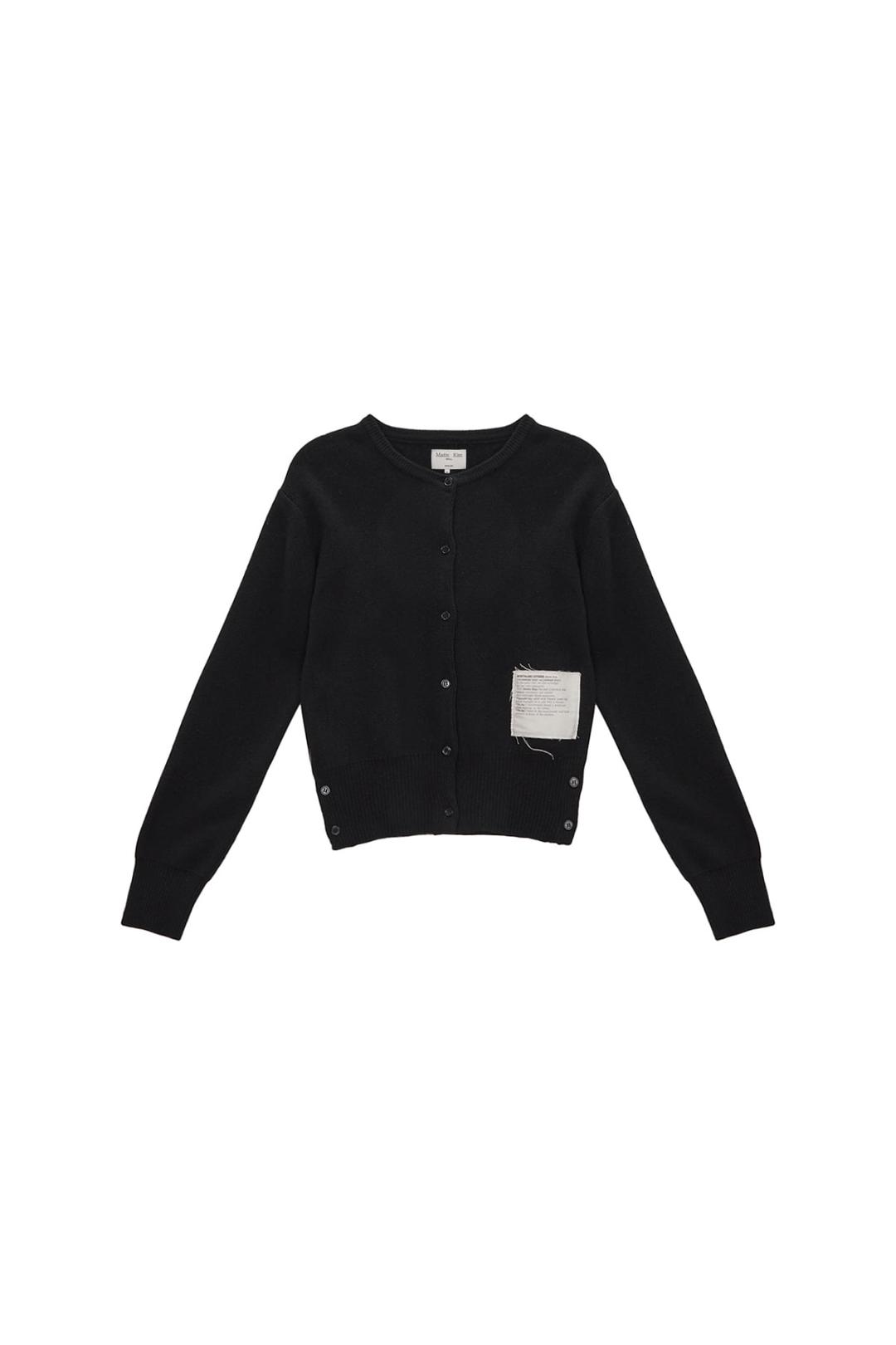 TYPO PATCH ROUND CARDIGAN IN BLACK