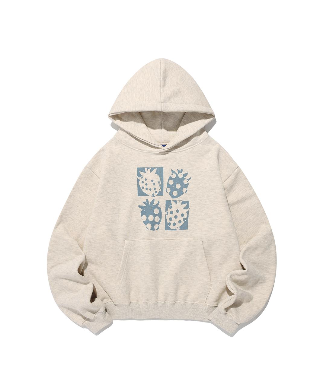 dot strawberry hoodie_oatmeal