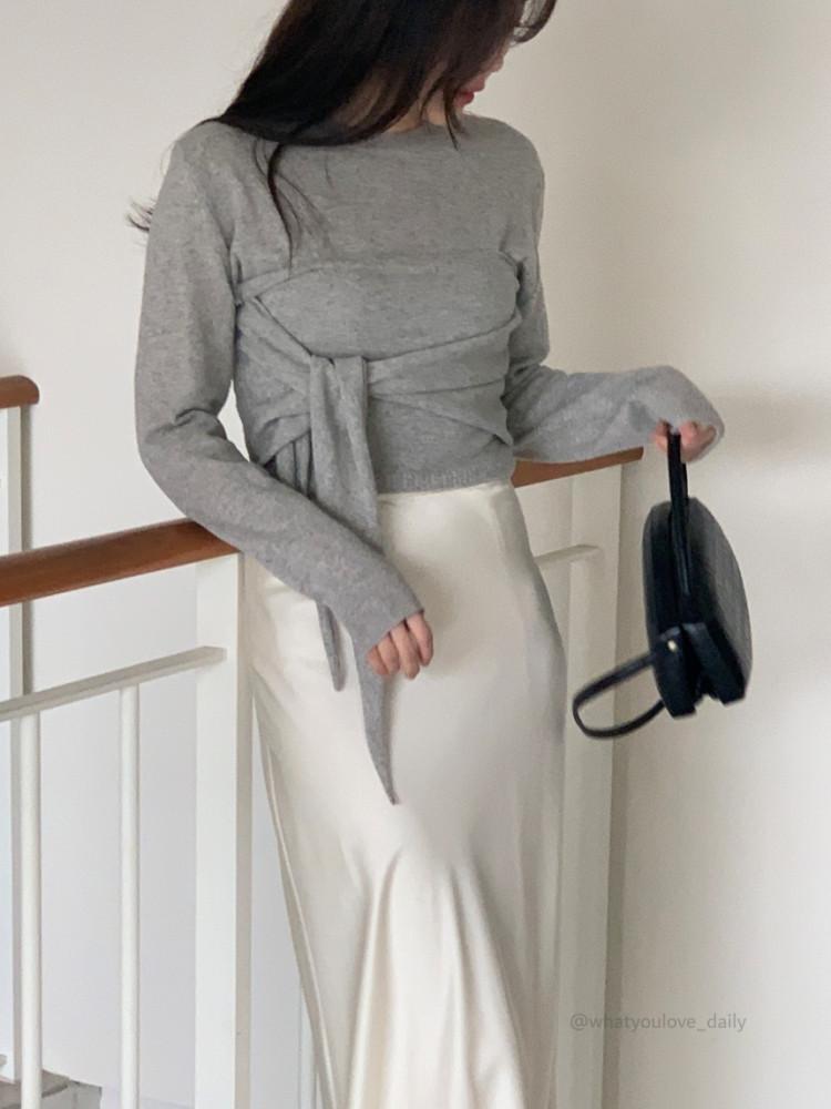 (24SS버터그레이바로배송) 앤유브라운 랩뷔스티에 니트 (3COL)