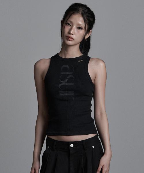 소잉 턴 로고 슬리브리스 블랙