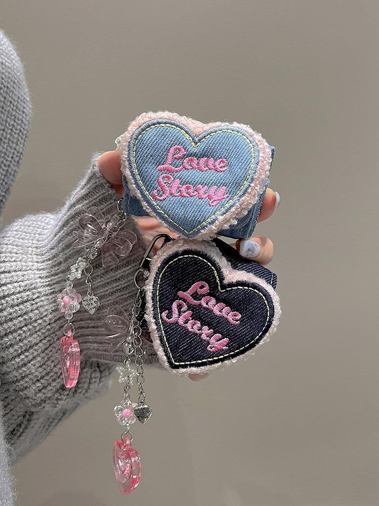 6type y2k 키치 데님 에어팟 케이스 스트랩 키링세트