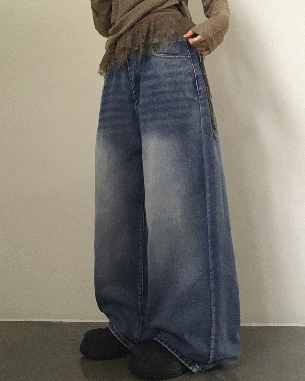 [기장선택👖] 토즌 빈티지 워싱 와이드 데님 팬츠