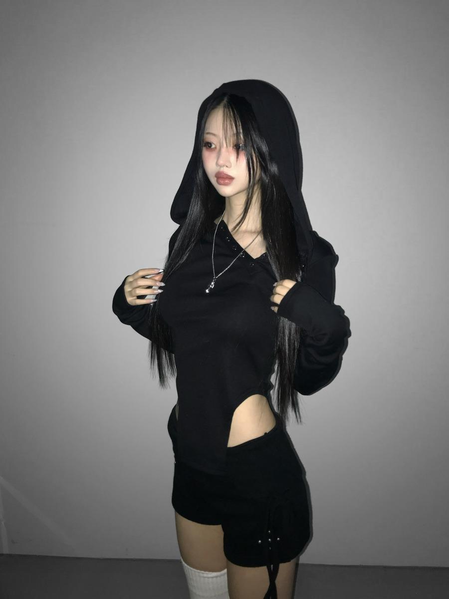 tiptoe unbal snap hood(3 color)