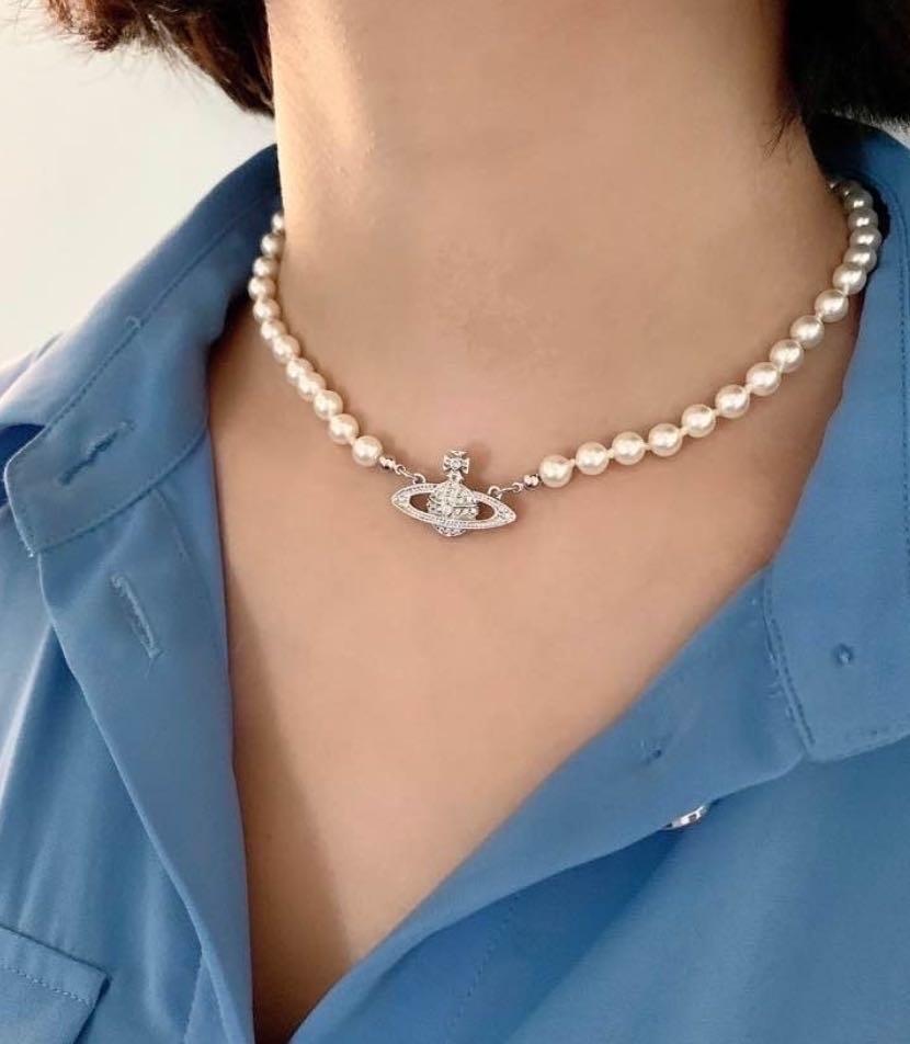 [영국직배송/재고확보] 비비안웨스트우드 미니 바스 릴리프 진주 초커 목걸이