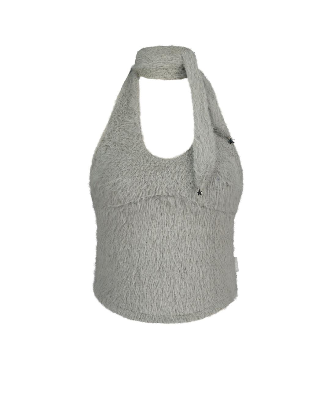 Muffler Knit Halter Top / Grey