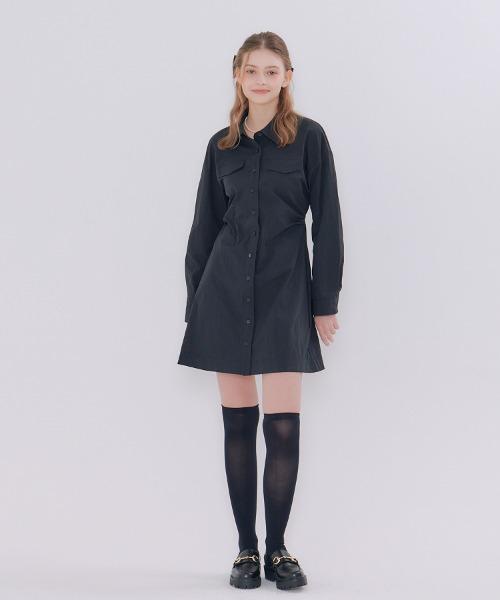 MET line shirt mini dress black