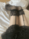 Guener Ribbon Laced Skirt (Black)