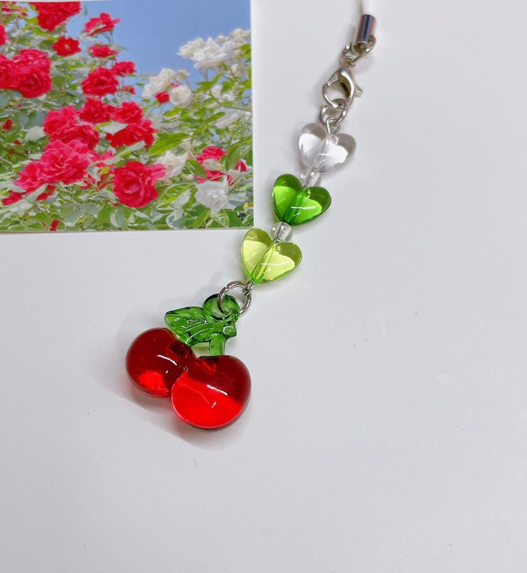 하트 체리 비즈키링 에어팟키링 버즈키링