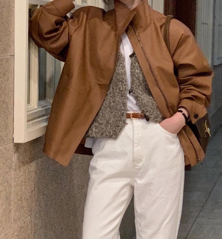 Objet 오브제 시카고 하이넥 레더 스웨이드 점퍼 (3col)