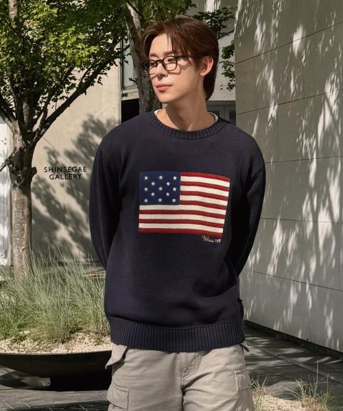 American Flag Intarsia Pullover / WHKAF4T81U