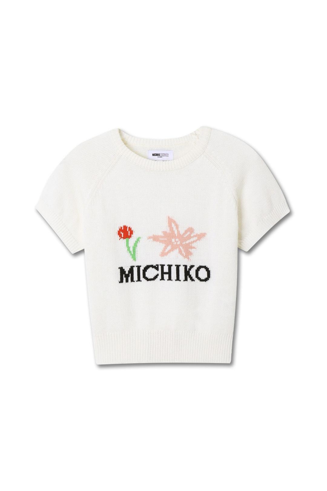 MICHIKO FLOWER KNIT TOP IVORY