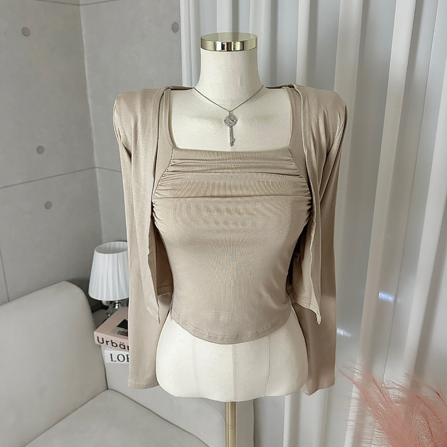 4c 이퓨리 셔링 나시 가디건 set
