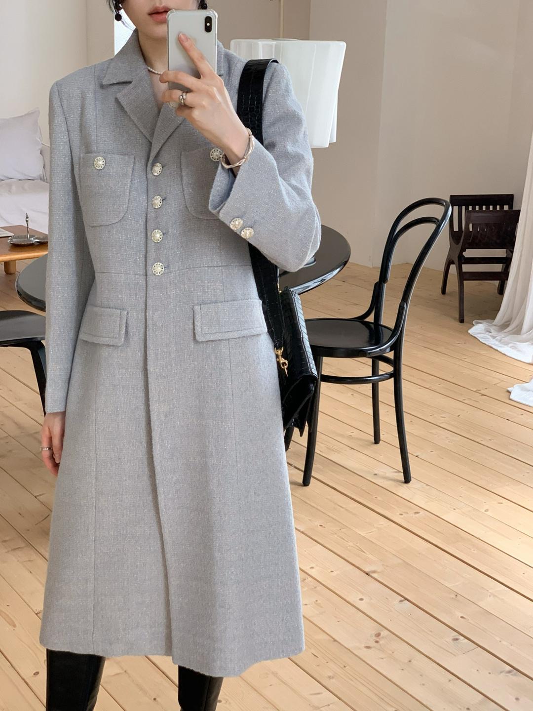 세리아 울 트위드 코트 (블루)