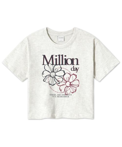 밀리언데이(MILLION DAY)  MILLION BLOSSOM 크롭 반팔티 - 사이즈 & 후기 | 무신사