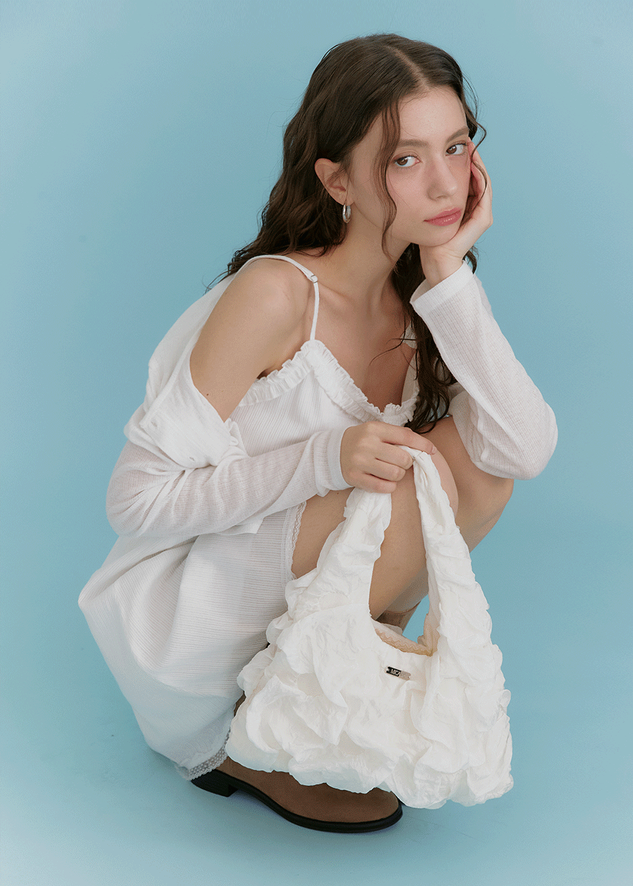 미케네 [2SIZE]  Sylvia crinkle soft hobo Bag   실비아 크링클 소프트 호보백 (사계절-데일리-데이트룩-출근룩-호보백-가벼움-로맨틱-숄더백-핸드백-2사이즈-미니백-빅백)