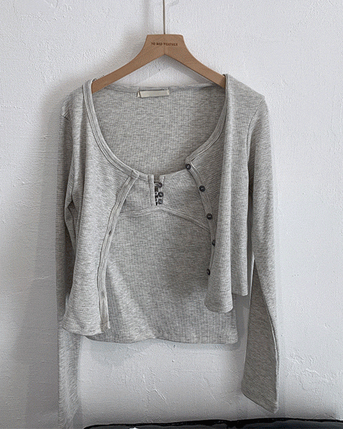 크로플 슬리브리스 가디건 세트 (3color)