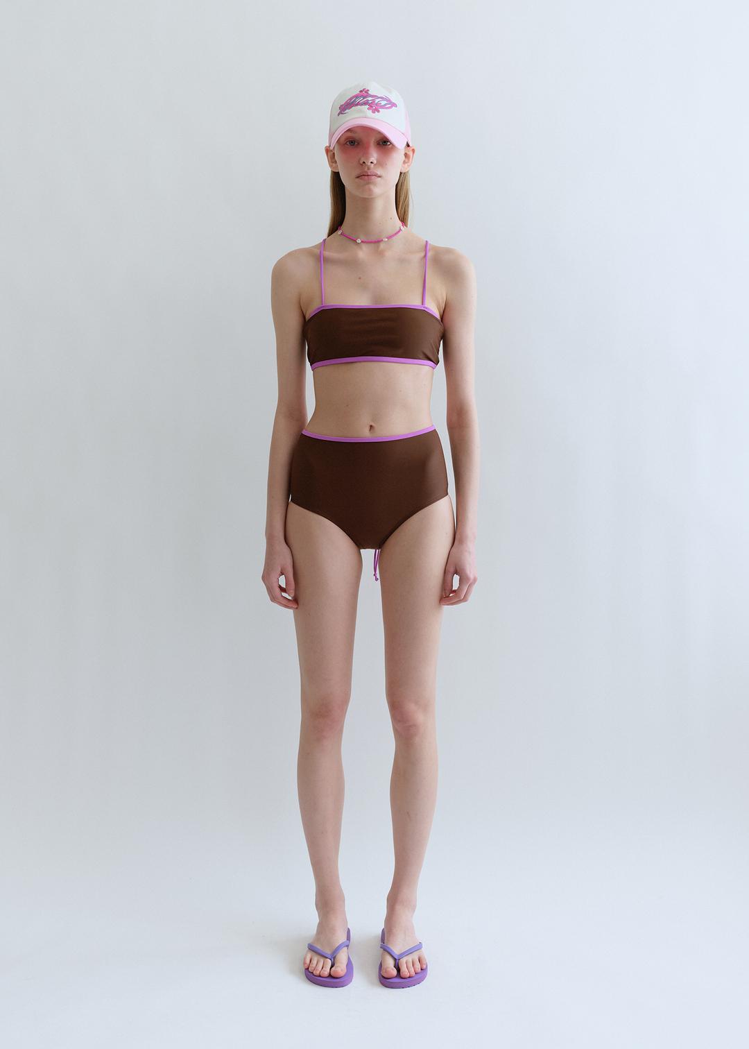 Solid Bandeau Bikini_Brown