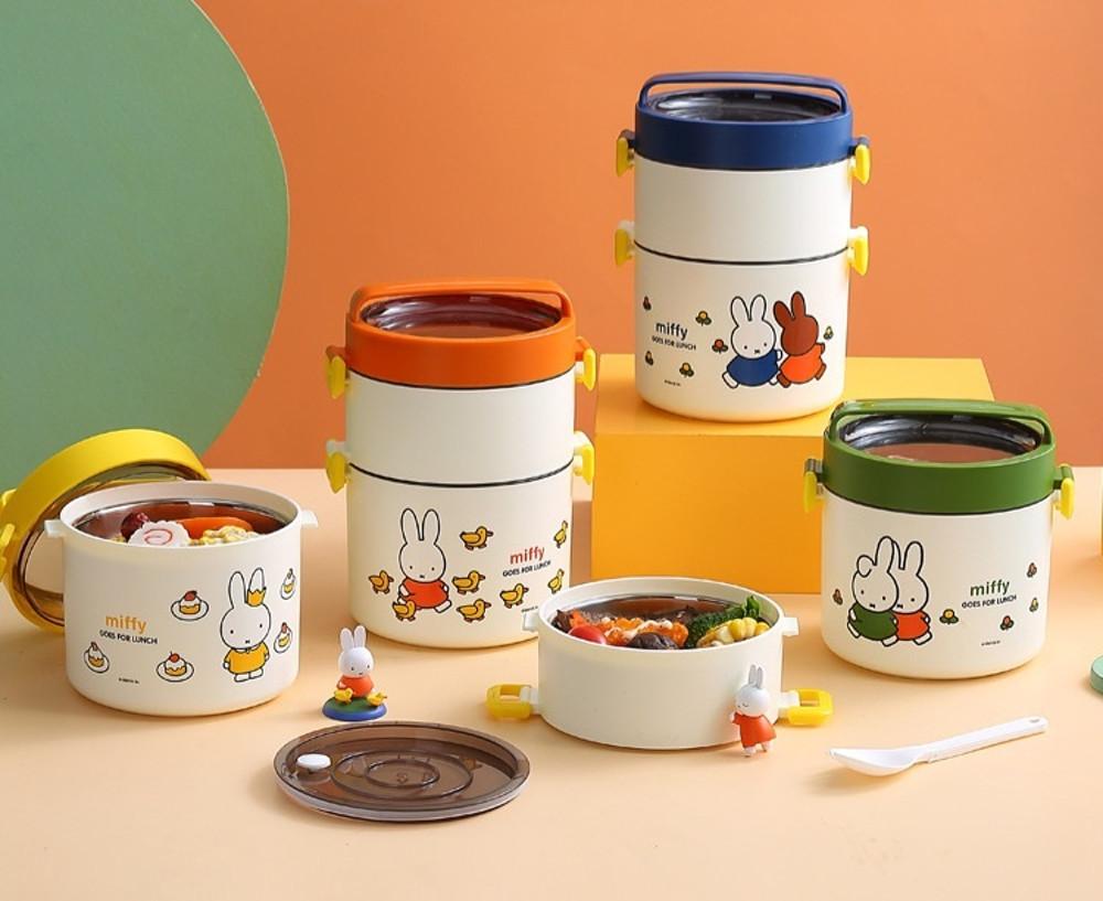 미피 보온 도시락 직장인 학생 소풍 도시락 통  2단 다이어트 런치박스