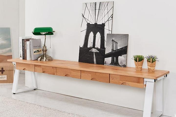 긴 엘다 원목 철제 좌식 서랍형 테이블(180cm 2색) 안방 코너 주방 디자인 장식