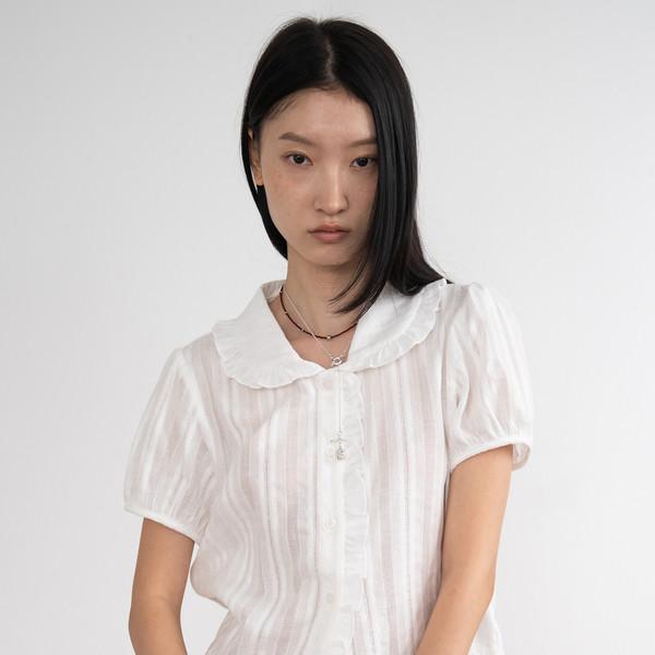 [5/22 출고 예정] Lace Frill Short Blouse (Ivory)