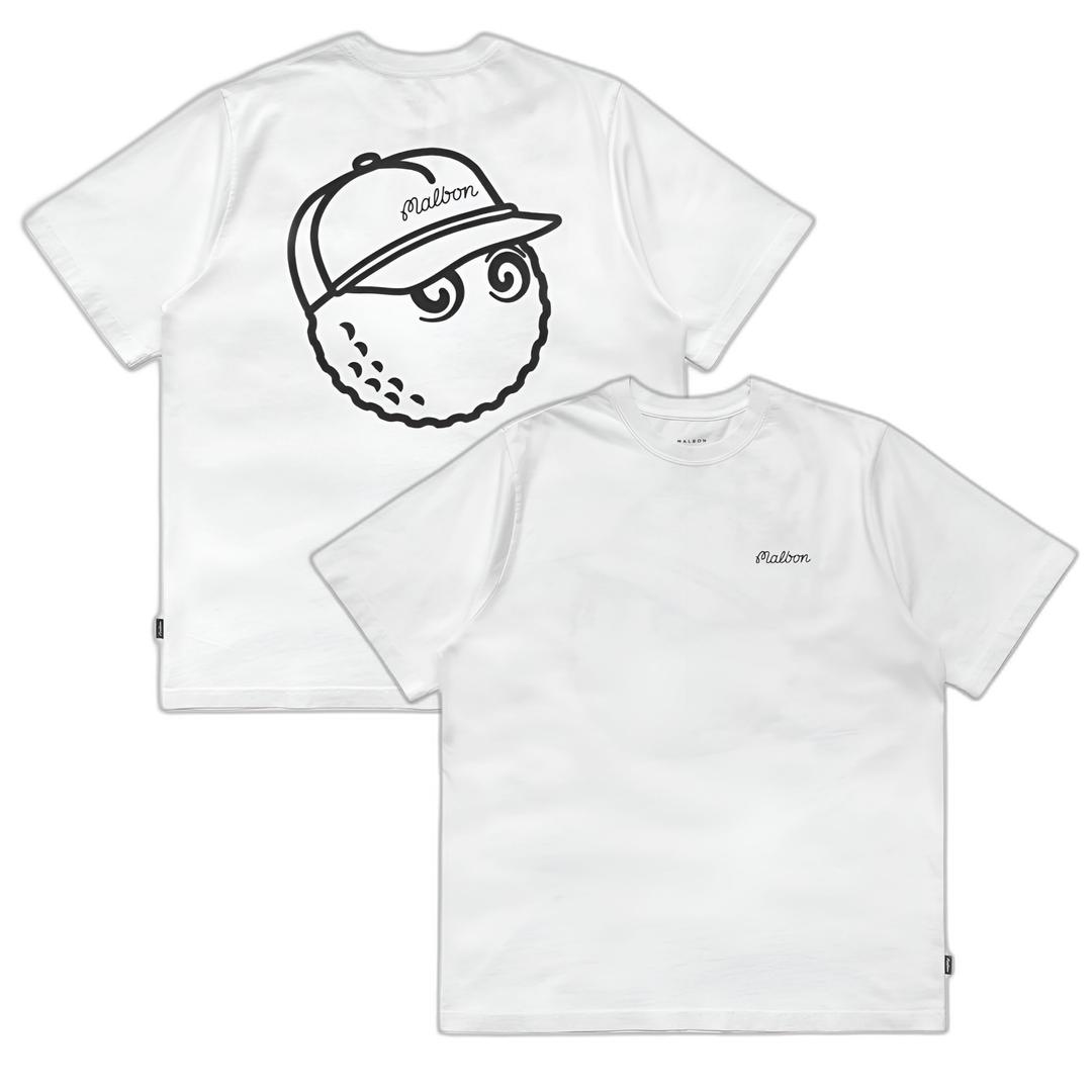 말본 골프 반팔 볼드윈 버킷스 노크아웃 로고 티 셔츠 화이트