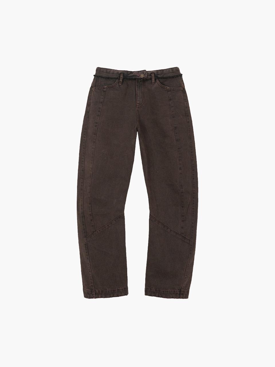 FOLD-OVER CURVED JEANS_burgundy