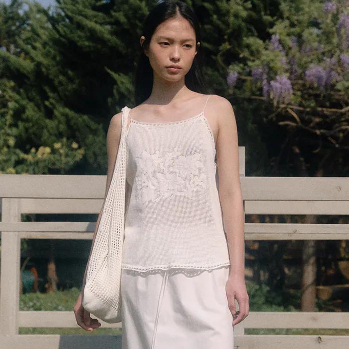 Flower crochet knit top