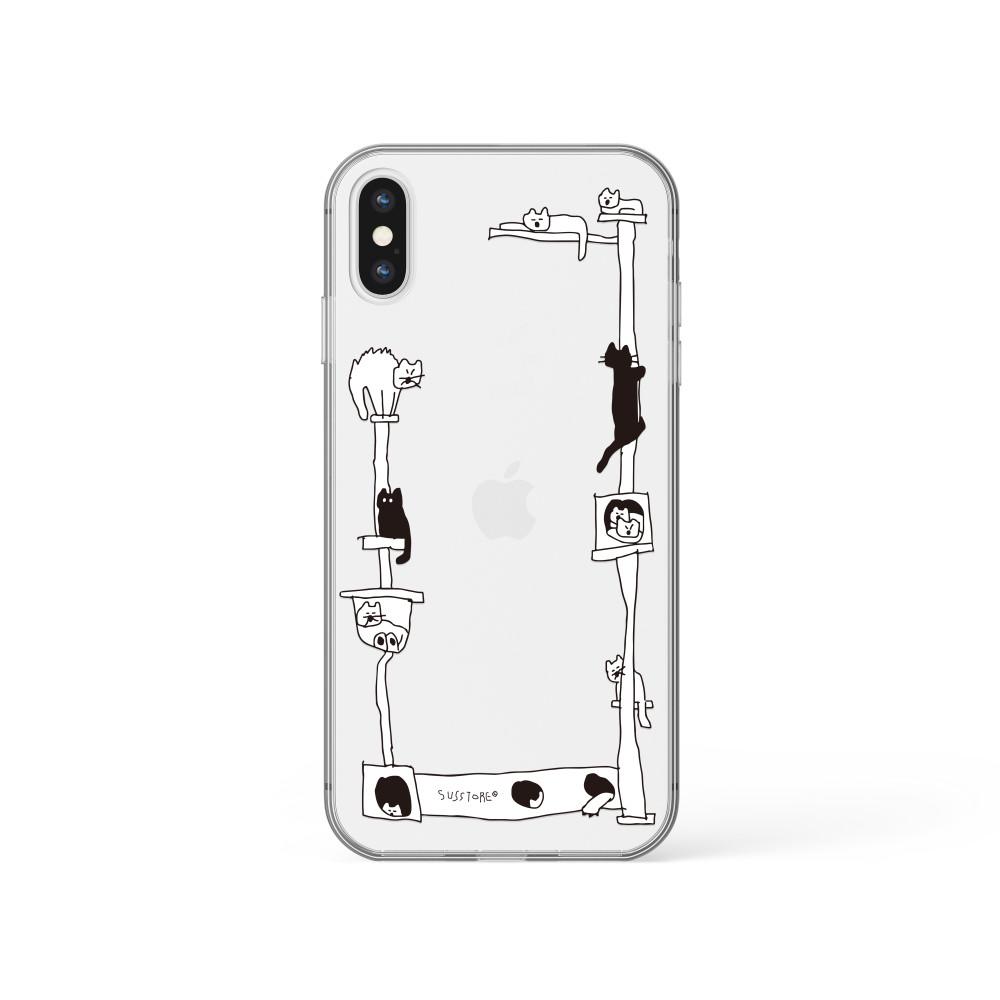 캣타워에 12마리 매옹이 아이폰 갤럭시 투명하드 케이스