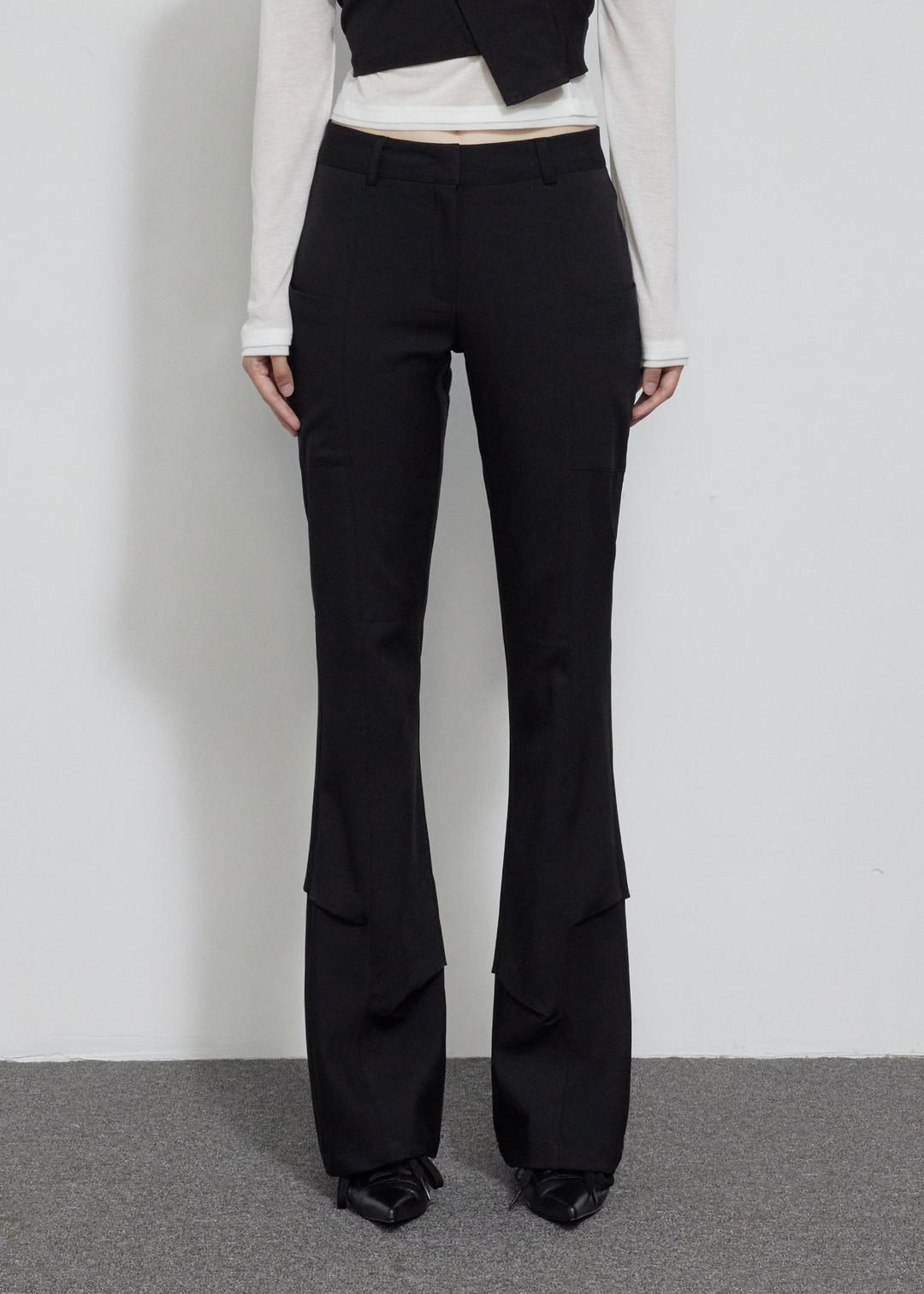 SIDE POCKET BOOTCUT SLACKS, BLACK