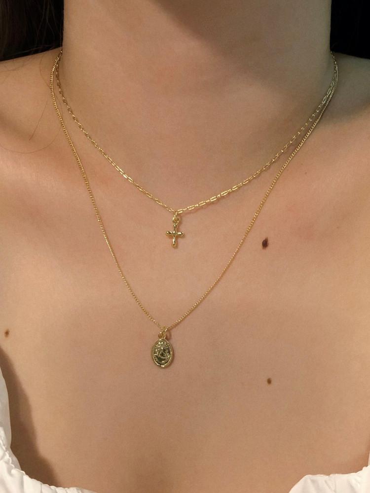 [2type/분리가능] Two-string layered necklace