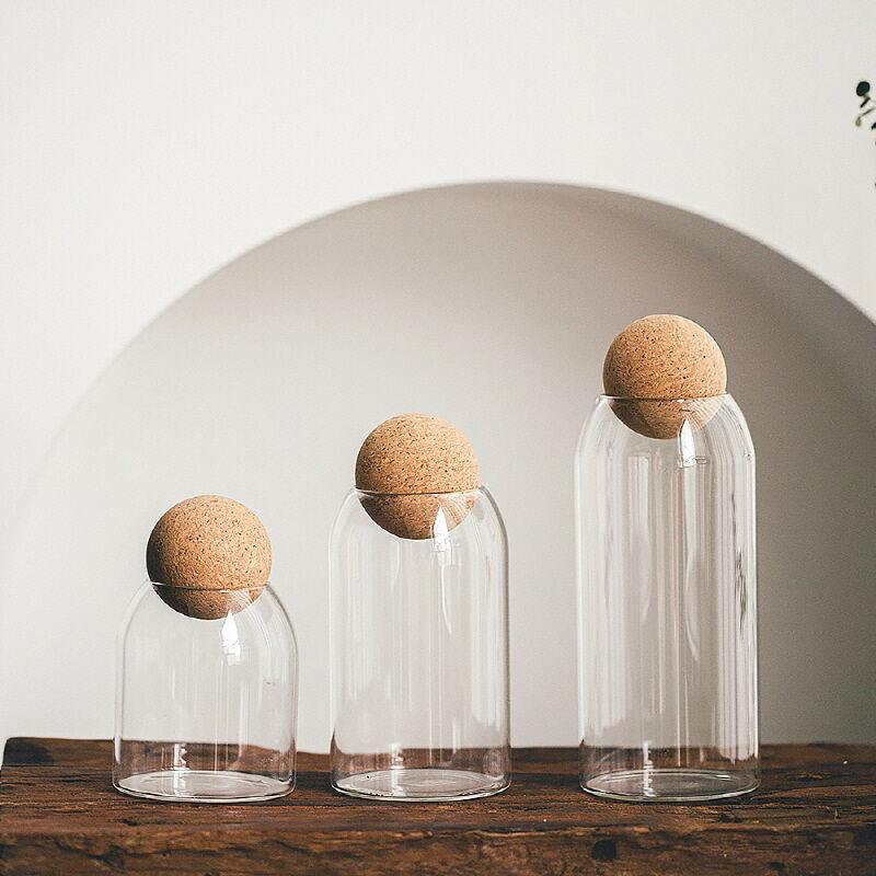 데코 코르크 내열유리 캐니스터 유리용기 3사이즈