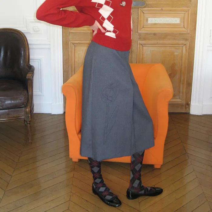 SN Rose Applique Skirt (Grey)