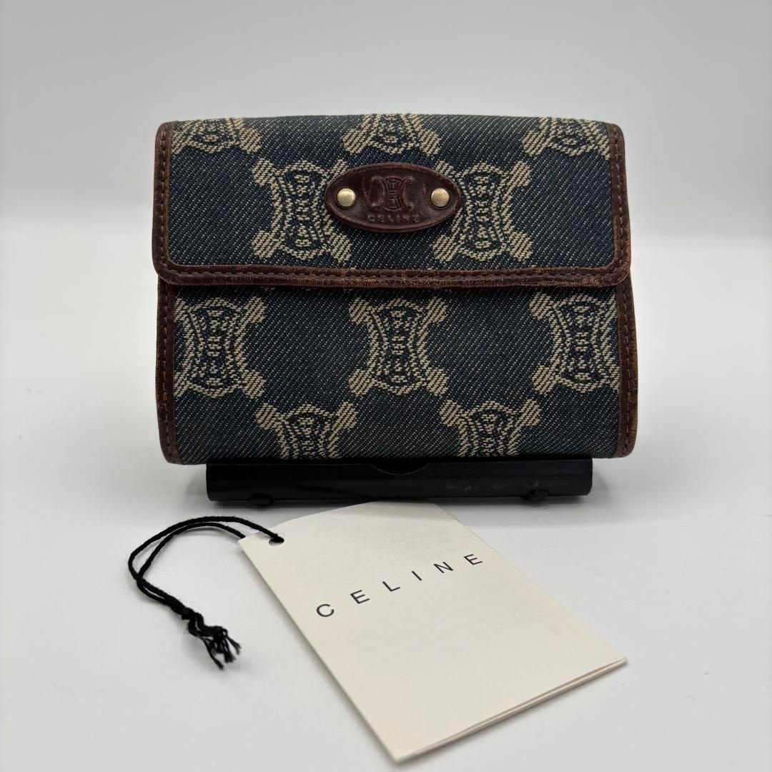CELINE セリーヌ キャンパス マカダム トリンオフ 二つ折り財布