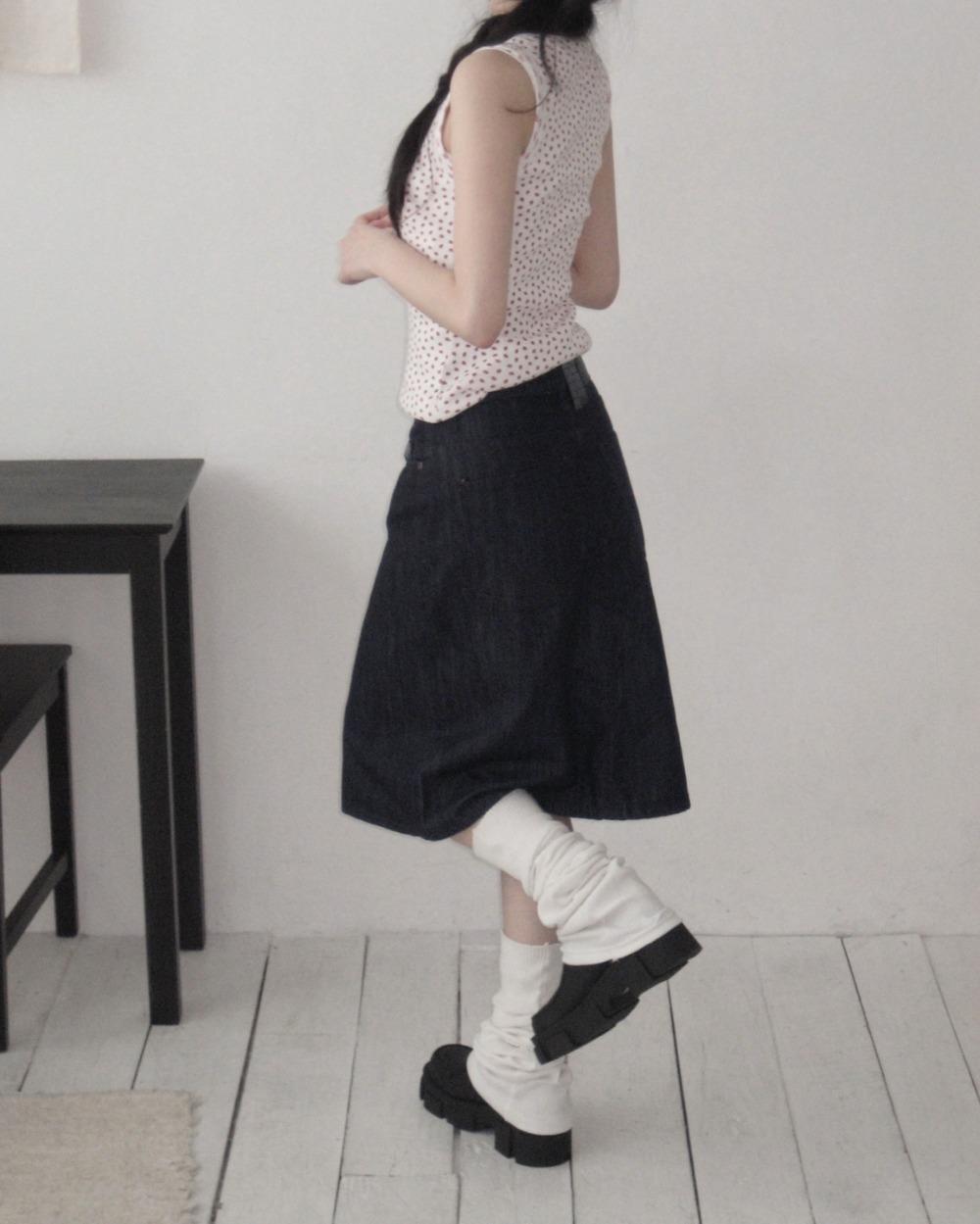 yunni nonfaded denim midi sk