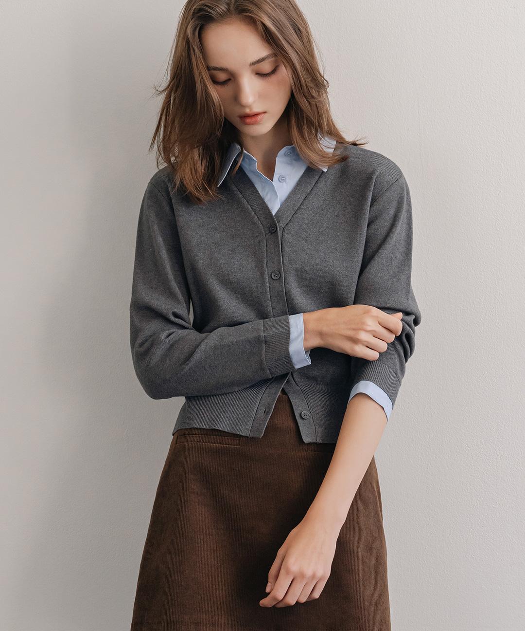 미쏘 [출근룩❄]셔츠 레이어드 가디건_MIWCKFT1QT