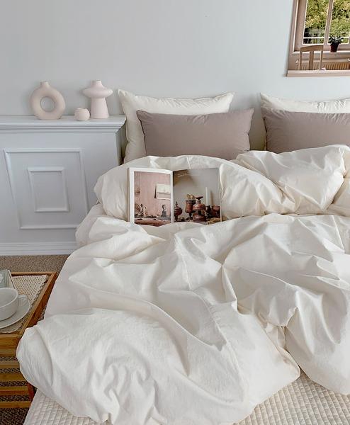 [어반 크림 y] 호텔침구 60수 고밀도/이불커버 침구세트 (안감 면,극세사 선택) (S,D,Q,K)(맞춤가능)