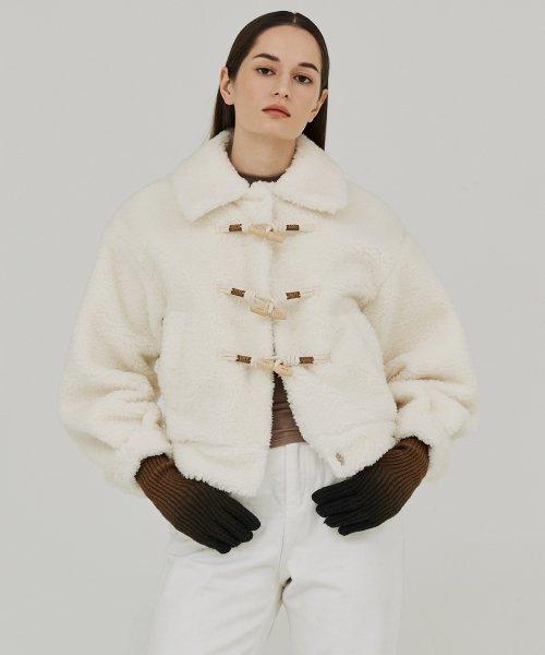 에코 퍼 더플 재킷 (아이보리)