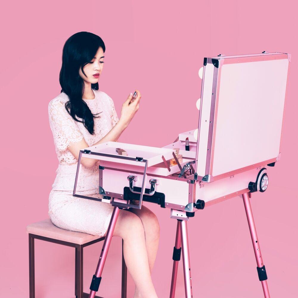 LED 조명 수납화장대 마이퍼펙트데이 핑크